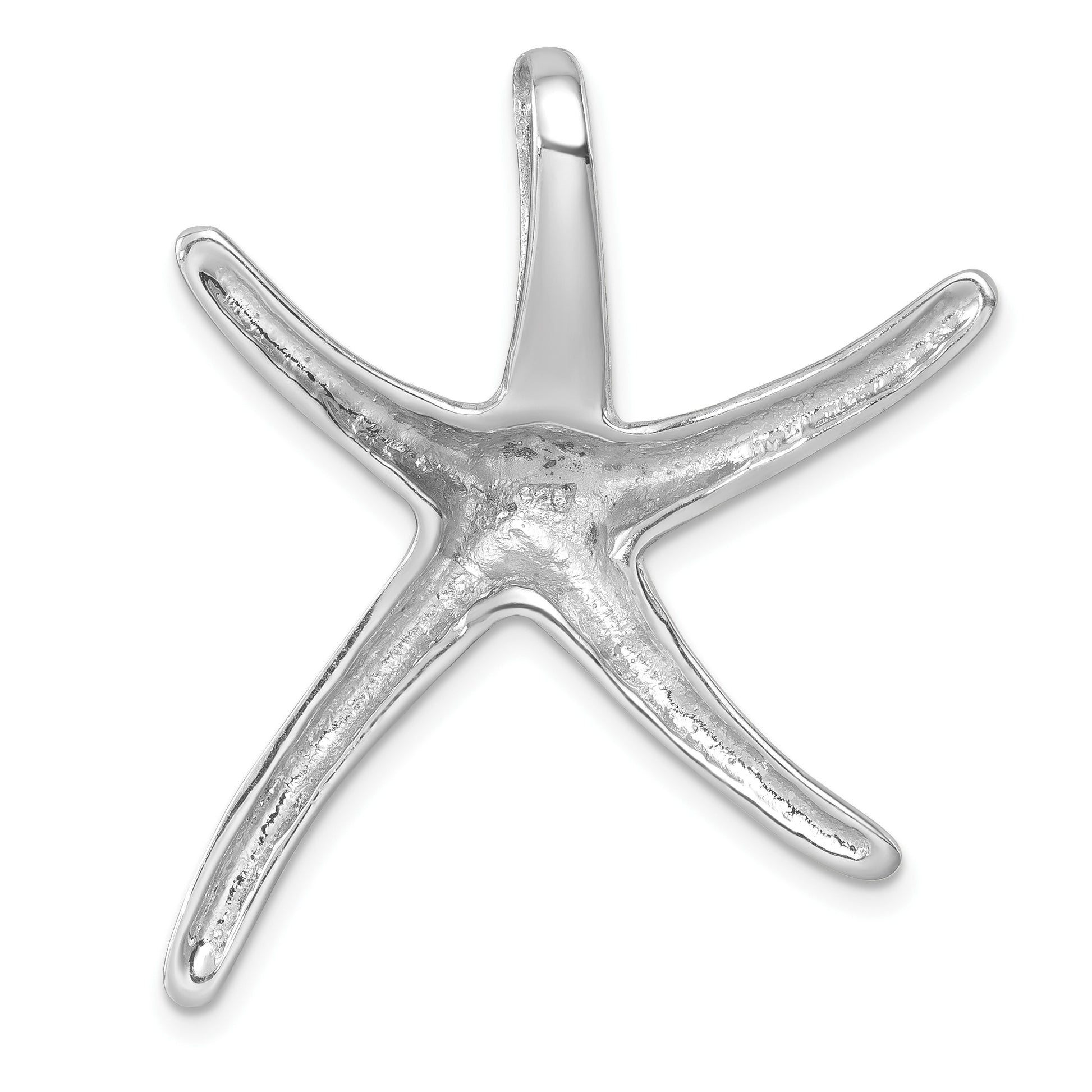 Sterling Silver Rhodium-plated Polished Starfish Slide
