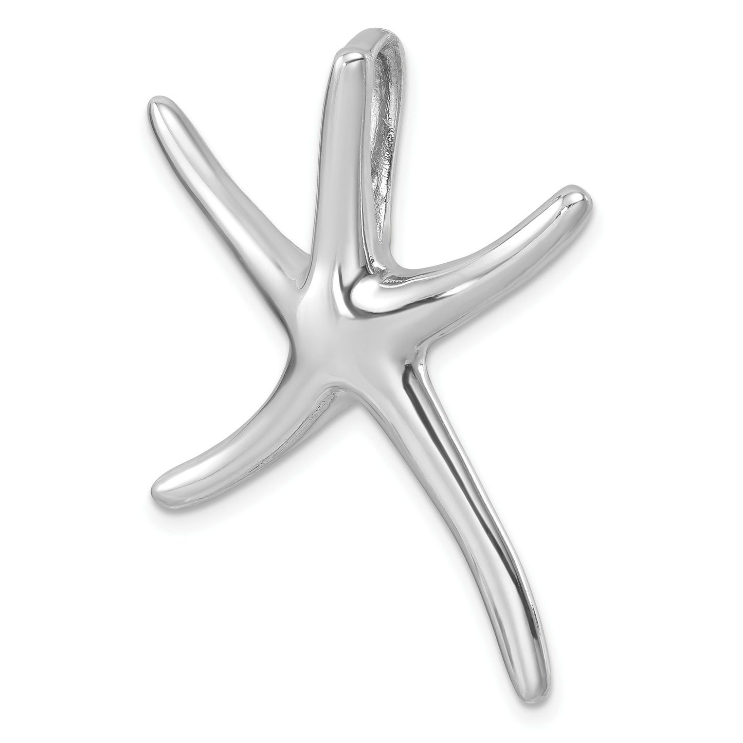 Sterling Silver Rhodium-plated Polished Starfish Slide