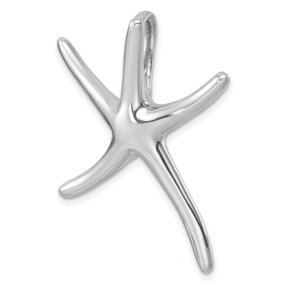 Sterling Silver Rhodium-plated Polished Starfish Slide