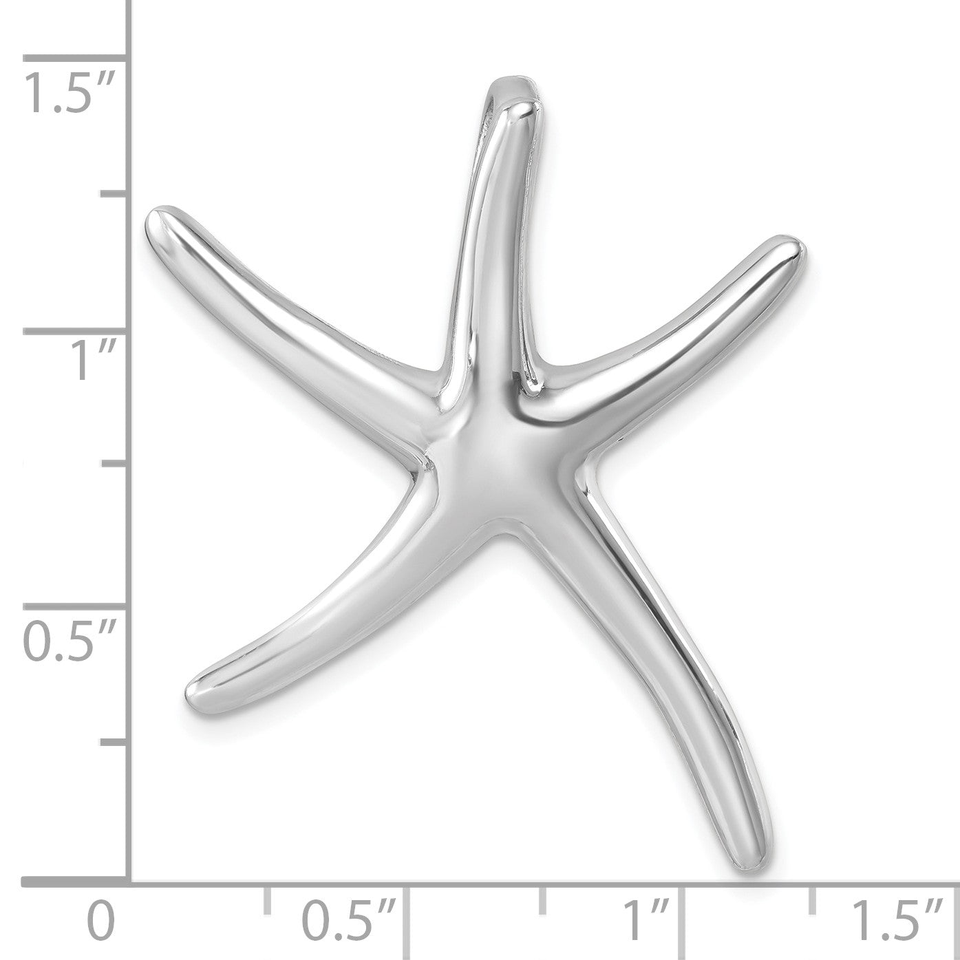 Sterling Silver Rhodium-plated Polished Starfish Slide