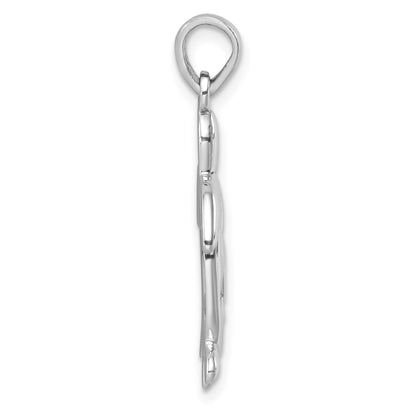Sterling Silver Rhodium-plated Cut Out  Mother and Baby Turtle Pendant