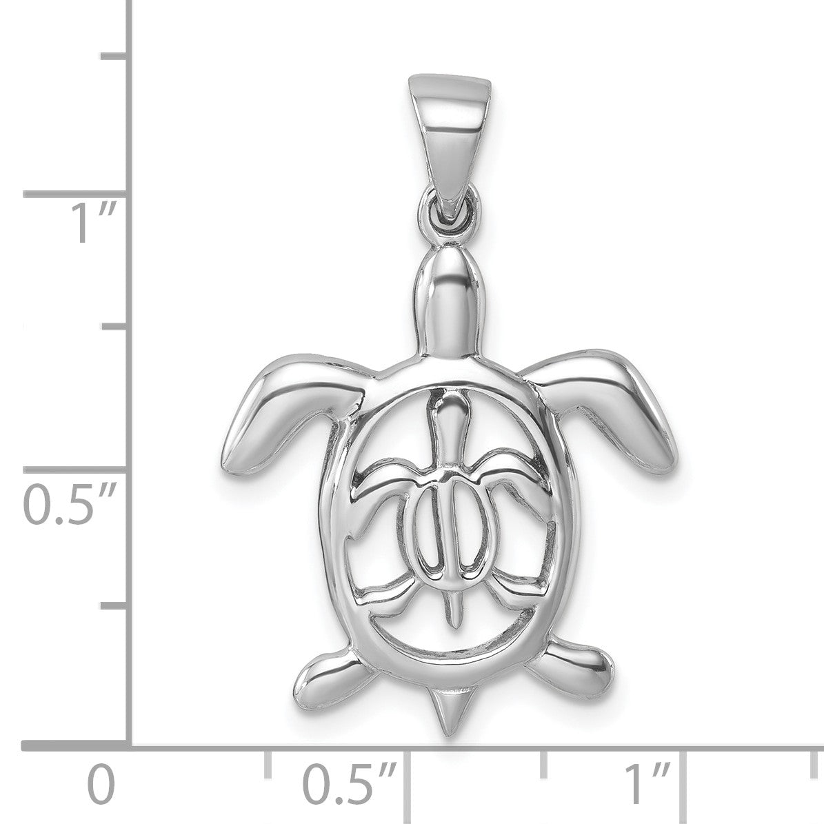 Sterling Silver Rhodium-plated Cut Out  Mother and Baby Turtle Pendant