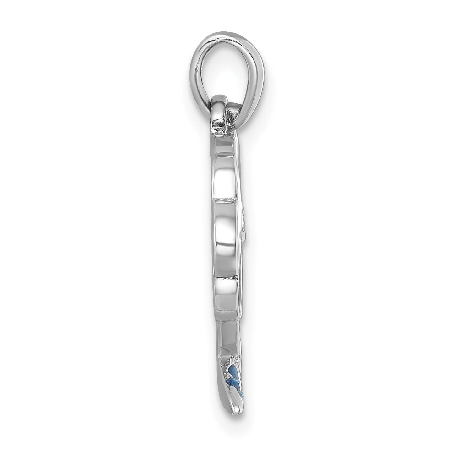 Sterling Silver Rhodium-plated Polished Double Palm Tree Pendant