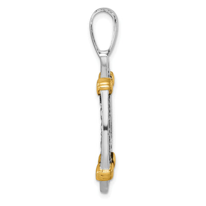Sterling Silver Rhodium-plated Antiqued Gold-tone Ship Coin Pendant