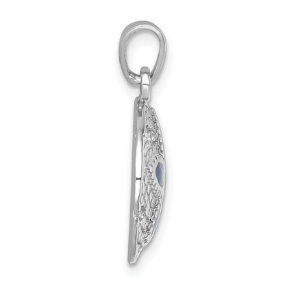 Sterling Silver Rhodium-plated Polished and Textured Enameled Sand Dollar Pendant