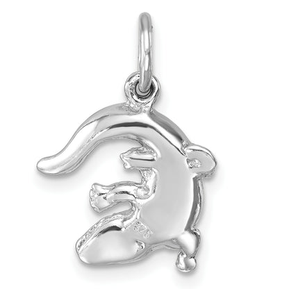 Sterling Silver Rhodium-plated Polished Curled Gator Pendant