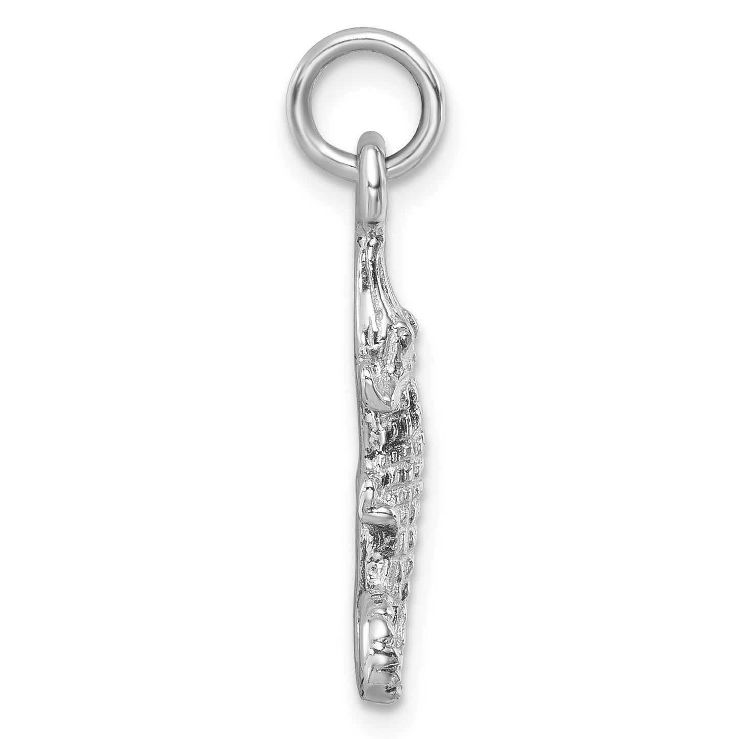 Sterling Silver Rhodium-plated Polished Small Gator Pendant
