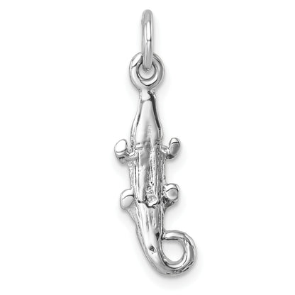 Sterling Silver Rhodium-plated Polished Small Gator Pendant