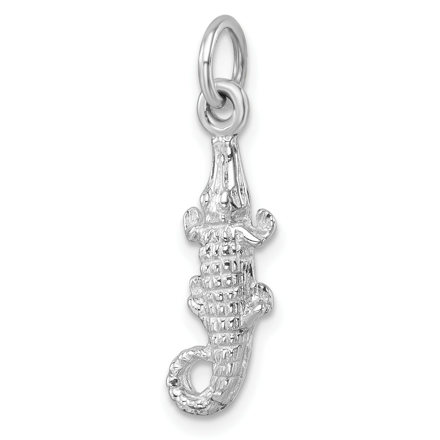 Sterling Silver Rhodium-plated Polished Small Gator Pendant