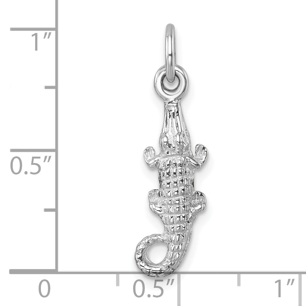 Sterling Silver Rhodium-plated Polished Small Gator Pendant