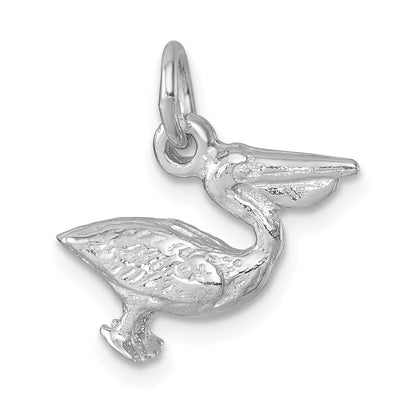 Sterling Silver Rhodium-plated Pelican Pendant
