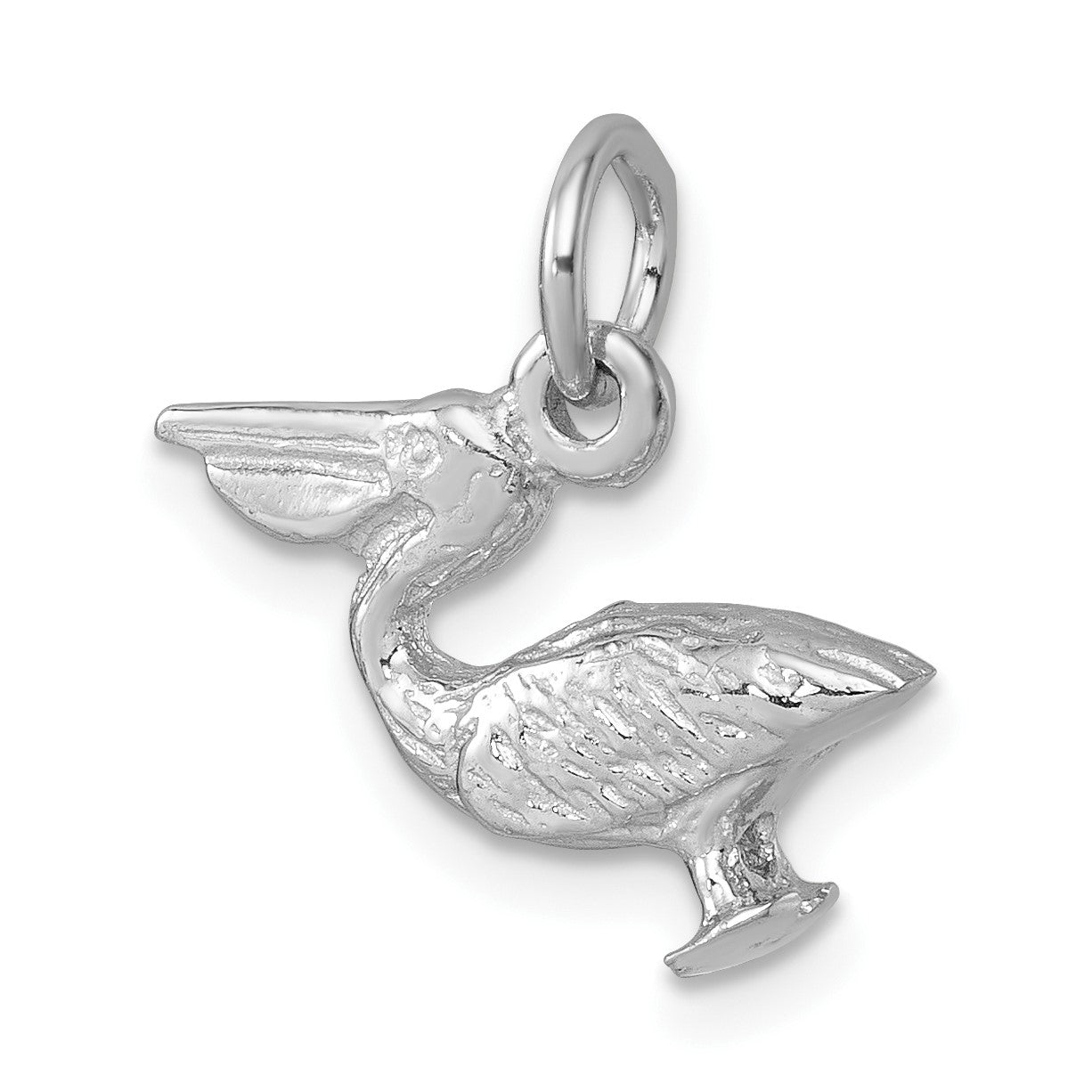 Sterling Silver Rhodium-plated Pelican Pendant