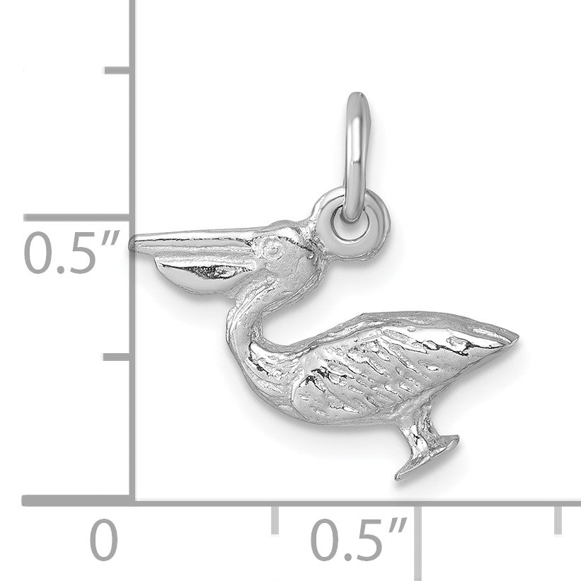 Sterling Silver Rhodium-plated Pelican Pendant