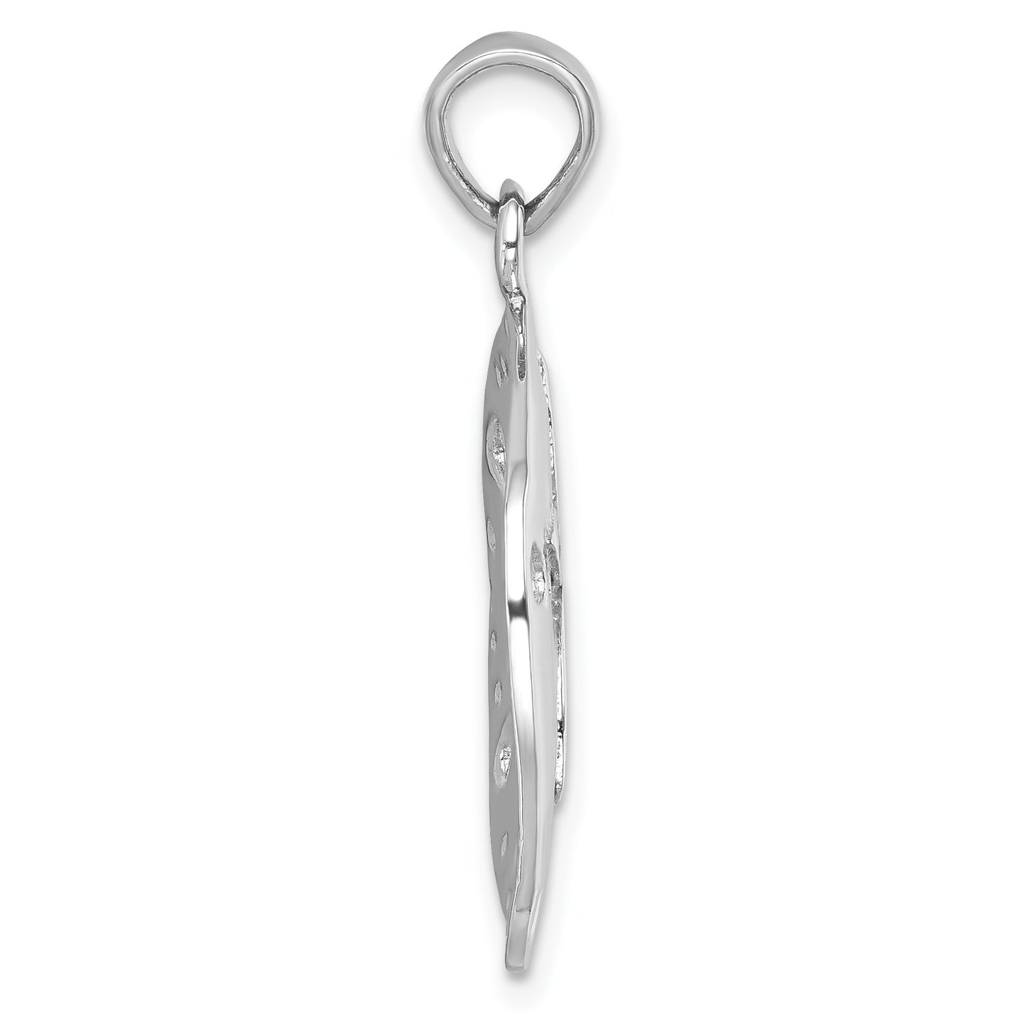 Sterling Silver Rhodium-plated Polished Sand Dollar Pendant