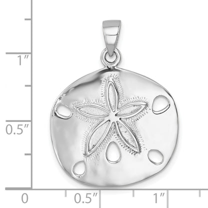 Sterling Silver Rhodium-plated Polished Sand Dollar Pendant