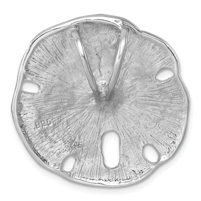 Sterling Silver Rhodium-plated Polished and Textured Sand Dollar Pendant