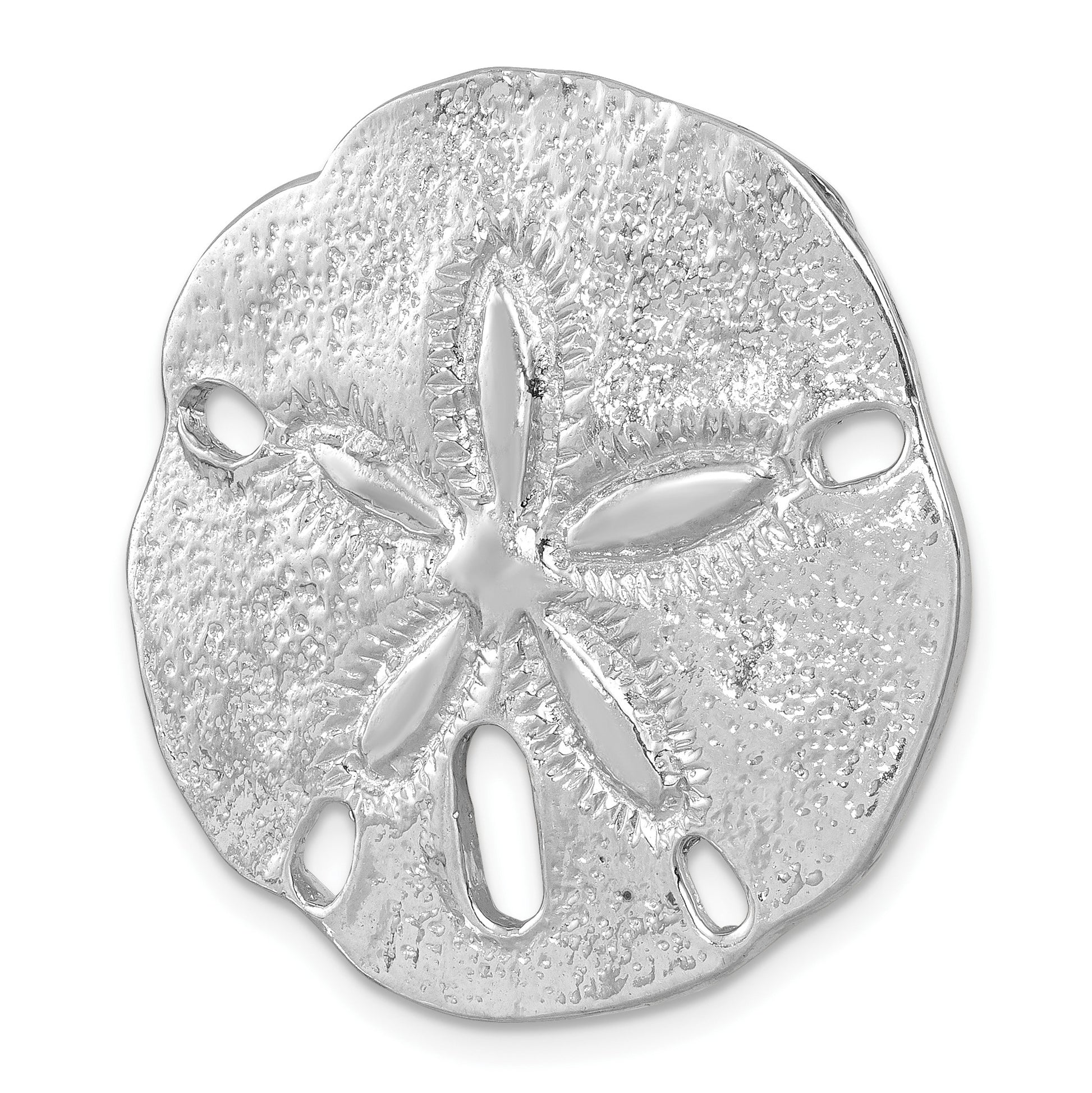 Sterling Silver Rhodium-plated Polished and Textured Sand Dollar Pendant