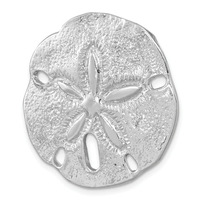 Sterling Silver Rhodium-plated Polished and Textured Sand Dollar Pendant
