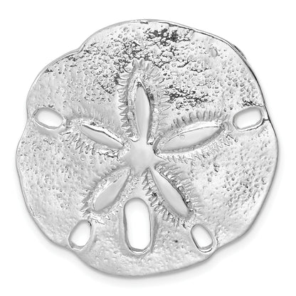 Sterling Silver Rhodium-plated Polished and Textured Sand Dollar Pendant