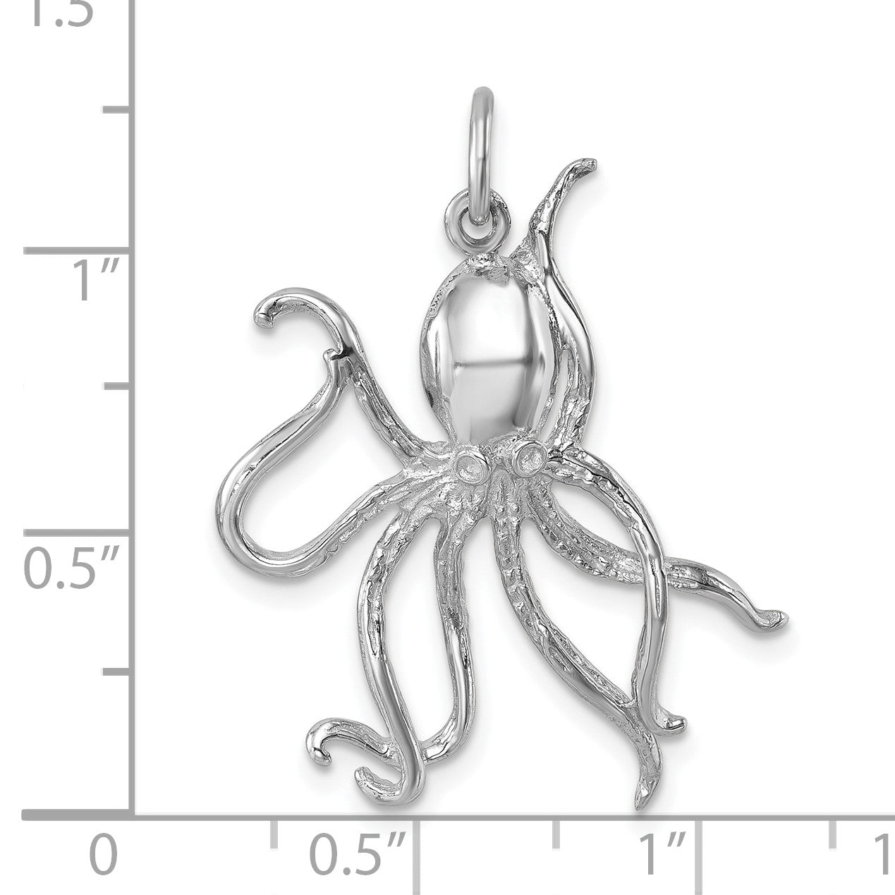Sterling Silver Rhodium-plated Polished Octopus Pendant