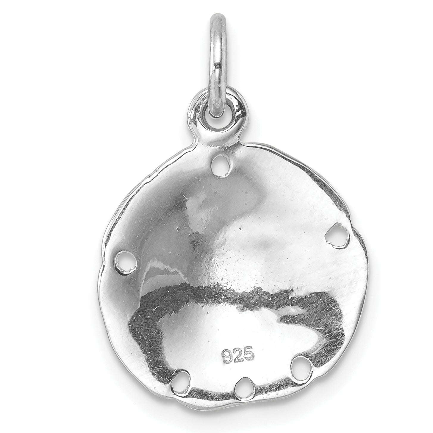 Sterling Silver Rhodium-plated Polished Sand Dollar Pendant
