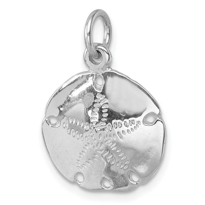 Sterling Silver Rhodium-plated Polished Sand Dollar Pendant