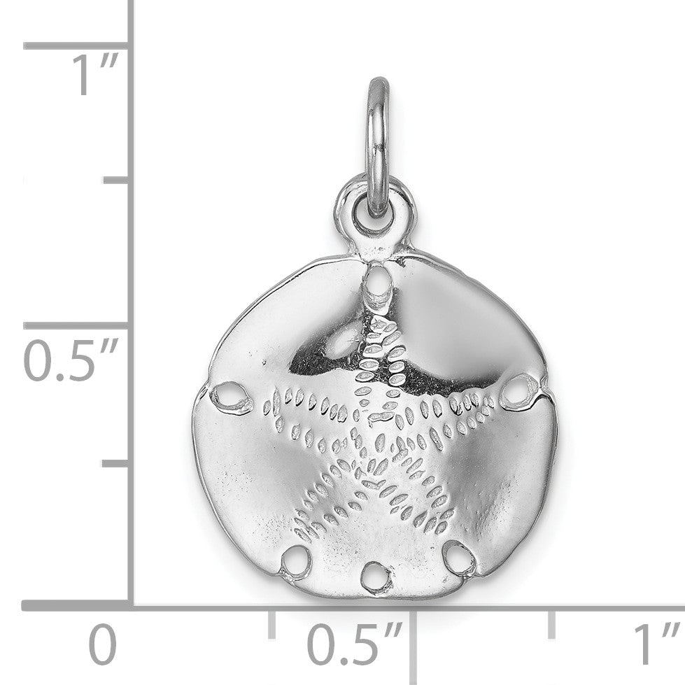 Sterling Silver Rhodium-plated Polished Sand Dollar Pendant