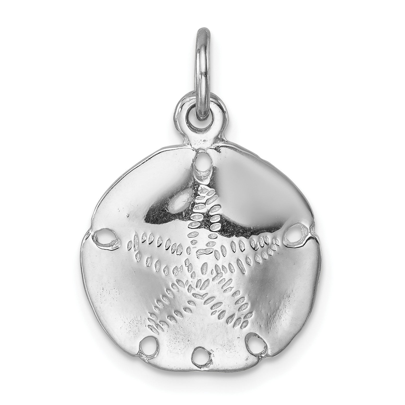 Sterling Silver Rhodium-plated Polished Sand Dollar Pendant