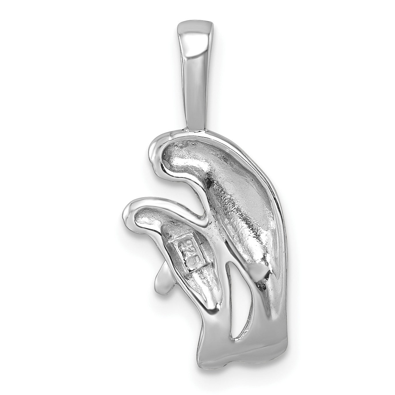 Sterling Silver Rhodium-plated Polished Manatee And Baby Pendant