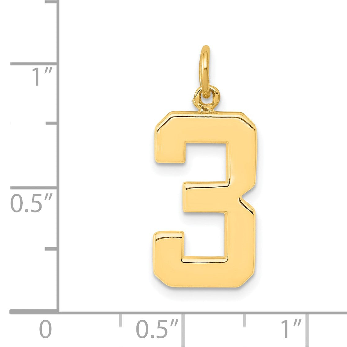 14k Large Polished Number 3 Charm