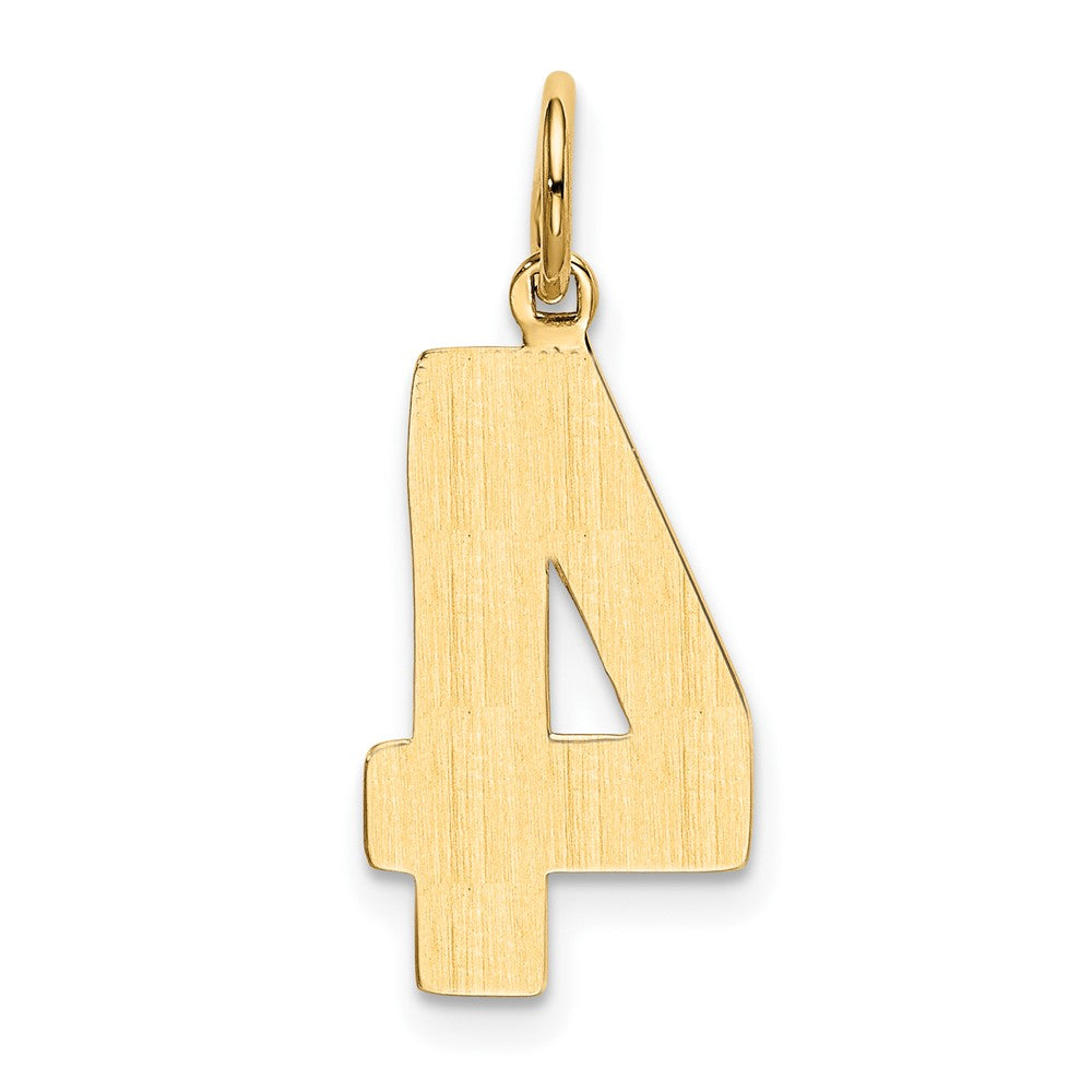 14k  Large Polished Number 4 Charm