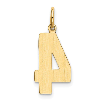 14k  Large Polished Number 4 Charm