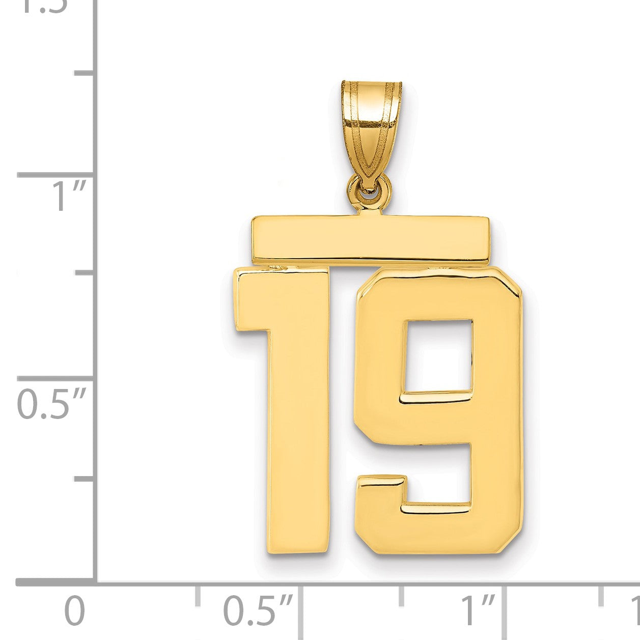 14k Large Polished Number 19 Charm