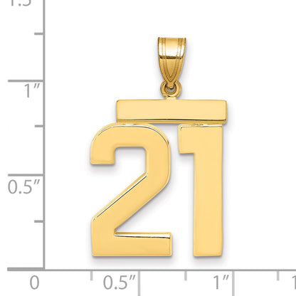 14k Large Polished Number 21 Charm