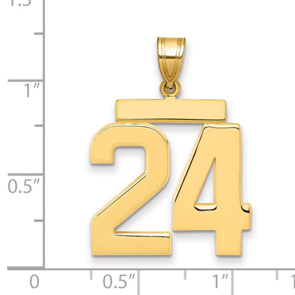 14k Large Polished Number 24 Charm