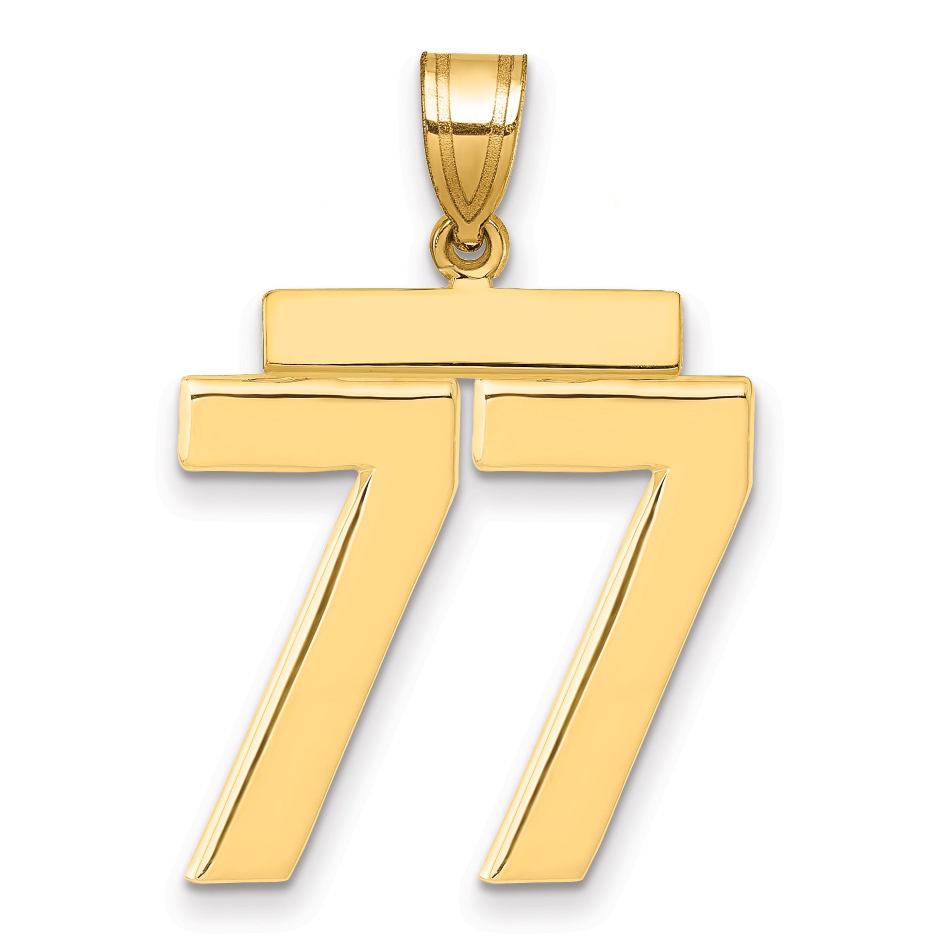 14k Large Polished Number 77 Charm