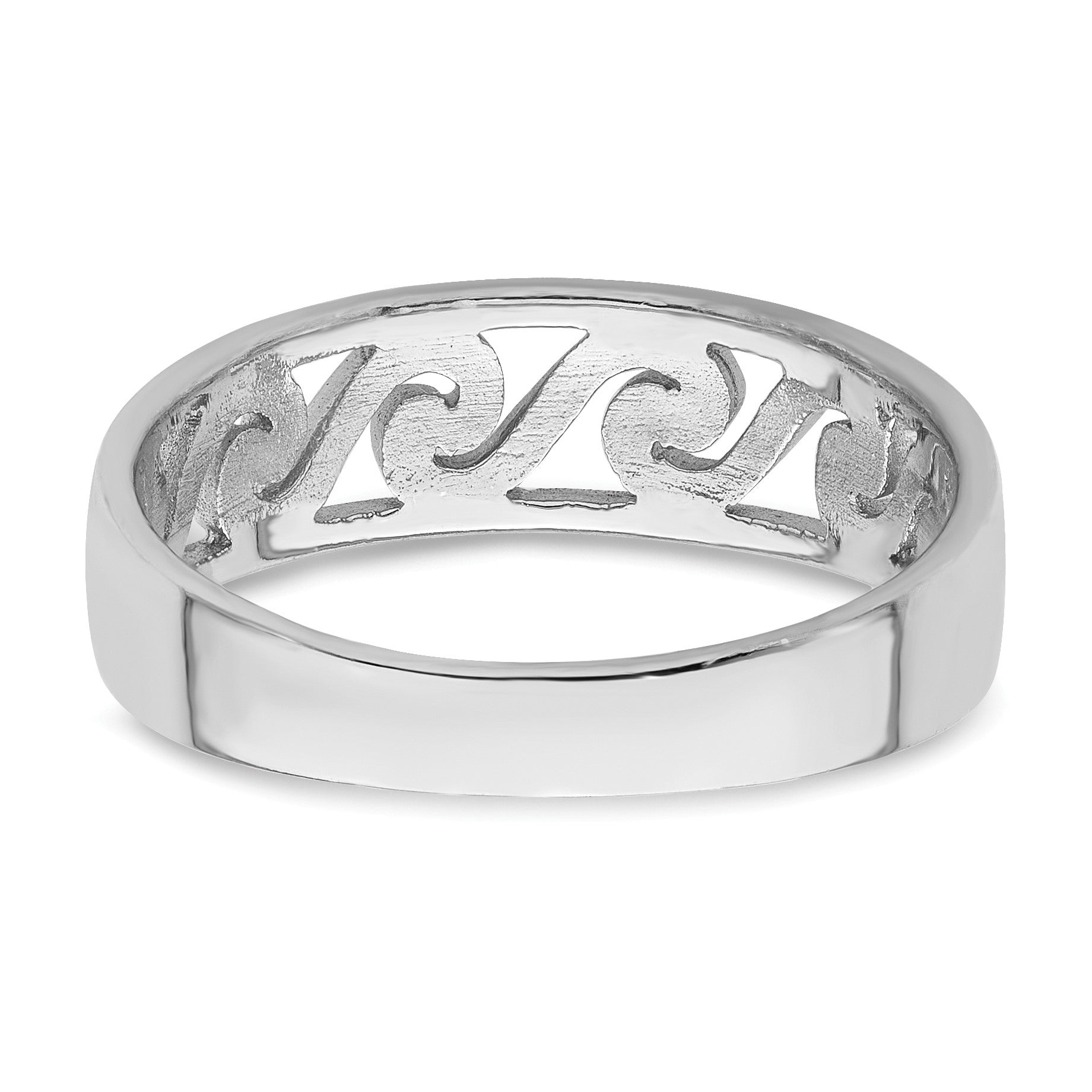 Sterling Silver Rhodium-plated Cut-Out Polished Wave Band Ring