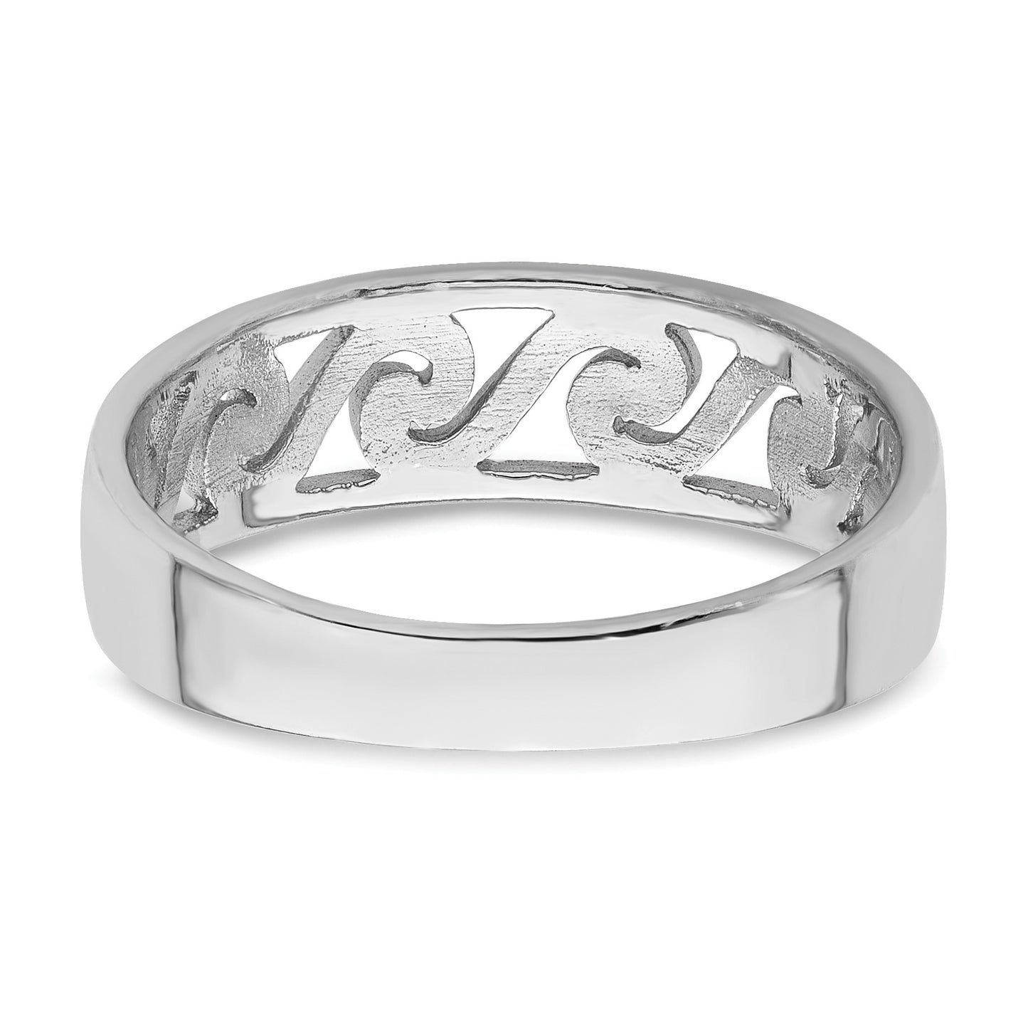 Sterling Silver Rhodium-plated Cut-Out Polished Wave Band Ring