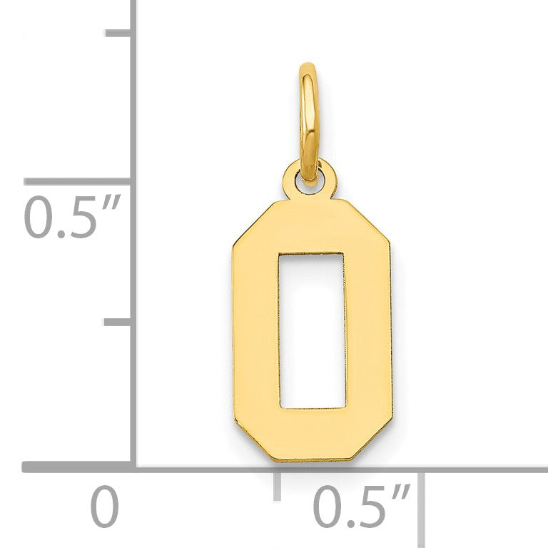 14k Small Polished Number 0 Charm