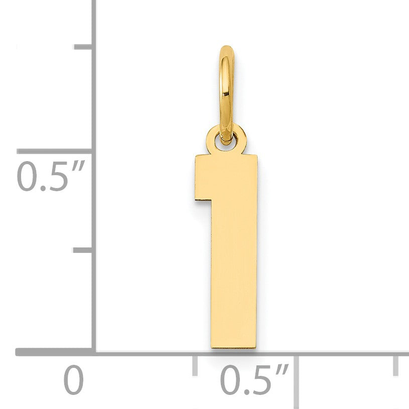 14k Small Polished Number 1 Charm