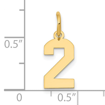 14k Small Polished Number 2 Charm