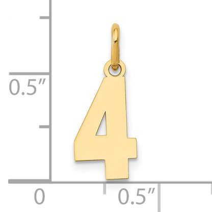 14k Small Polished Number 4 Charm