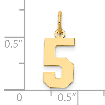 14k Small Polished Number 5 Charm