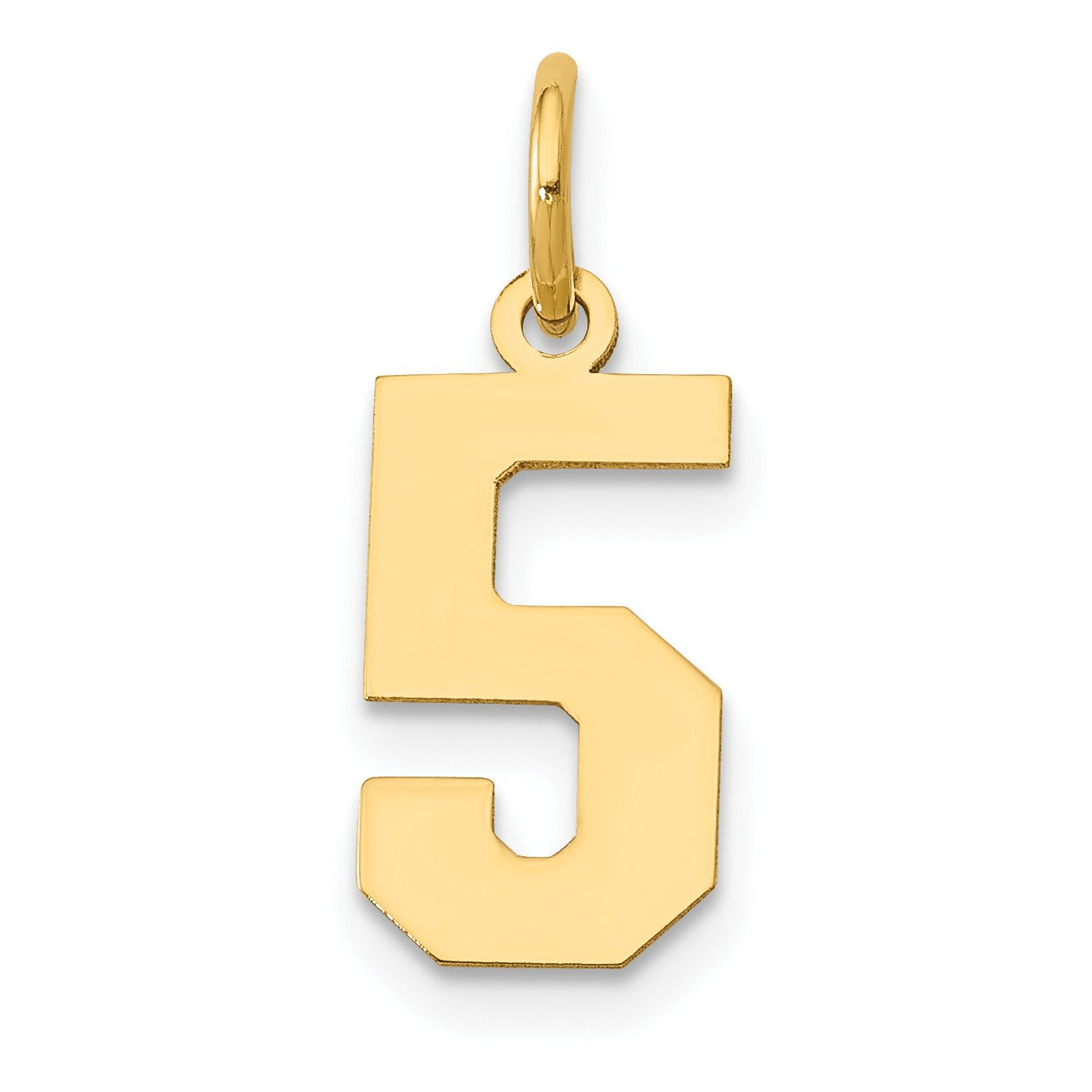 14k Small Polished Number 5 Charm