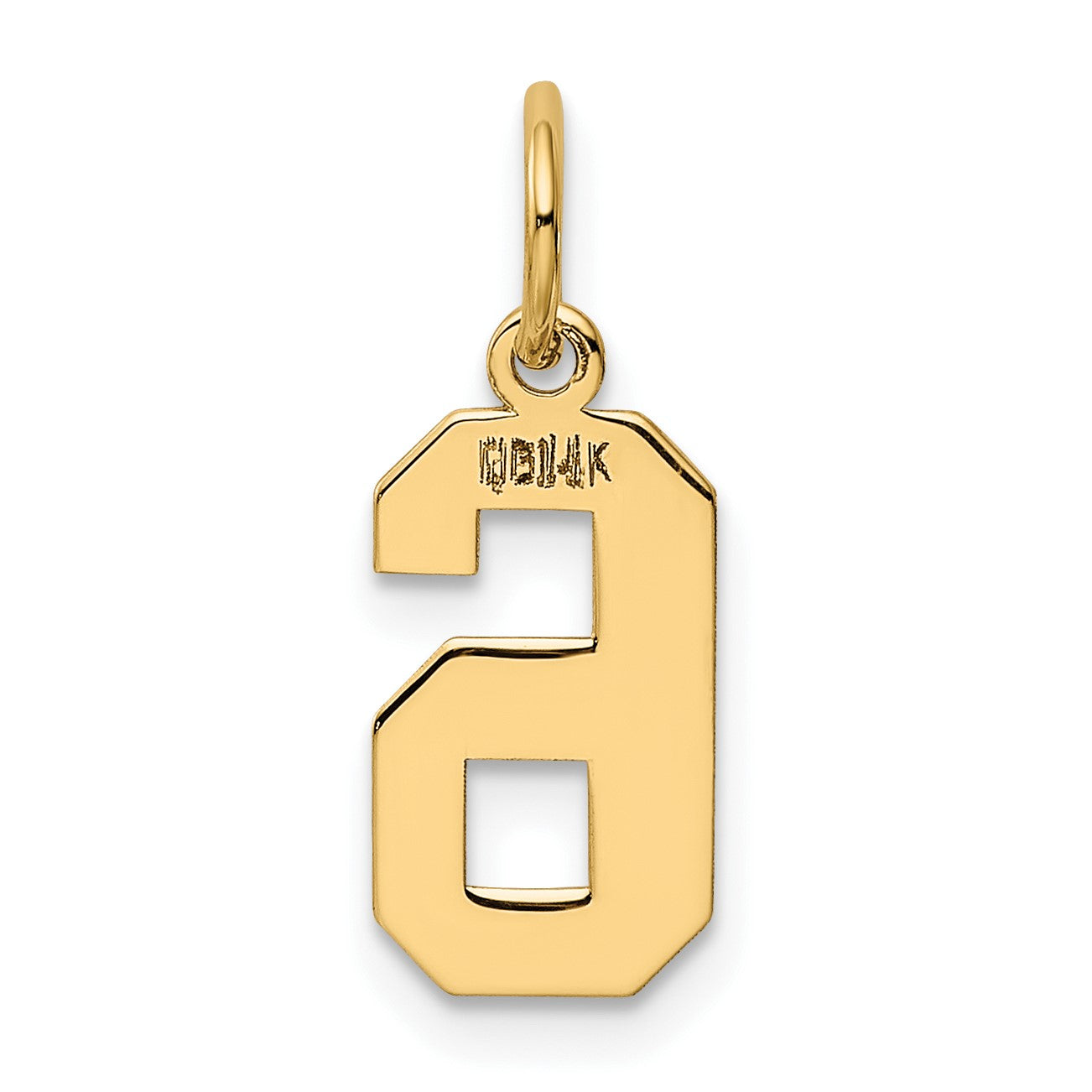 14k Small Polished Number 6 Charm