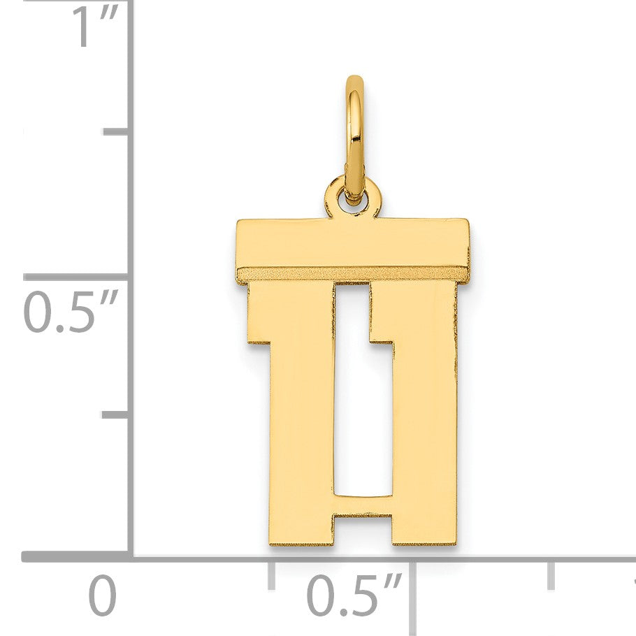 14k Small Polished Number 11 Charm