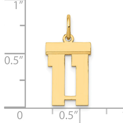 14k Small Polished Number 11 Charm