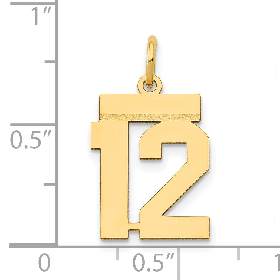 14k Small Polished Number 12 Charm
