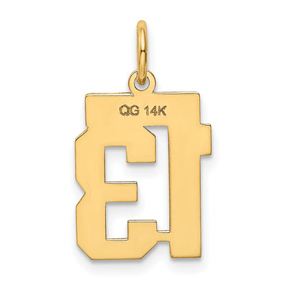 14k Small Polished Number 13 Charm
