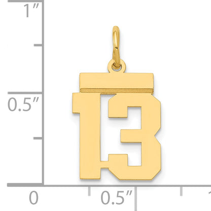 14k Small Polished Number 13 Charm